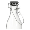 ZAK! 1L Black & White Lily Glass Bottle with Ceramic Clip Lid - Pack of 2