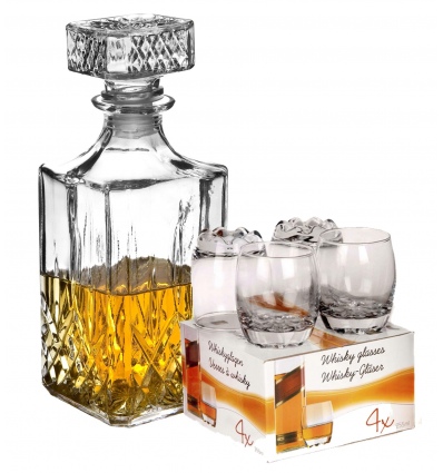 4 X 255ml Whiskey Tumblers With Decanter