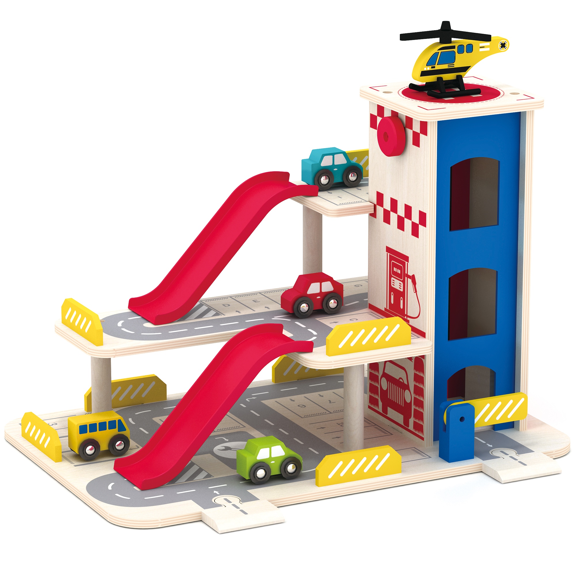 large wooden toy garage