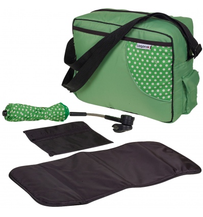 Hauck Green Ladybird Nappy Bag, Changing Mat & Buggy Parasol Set