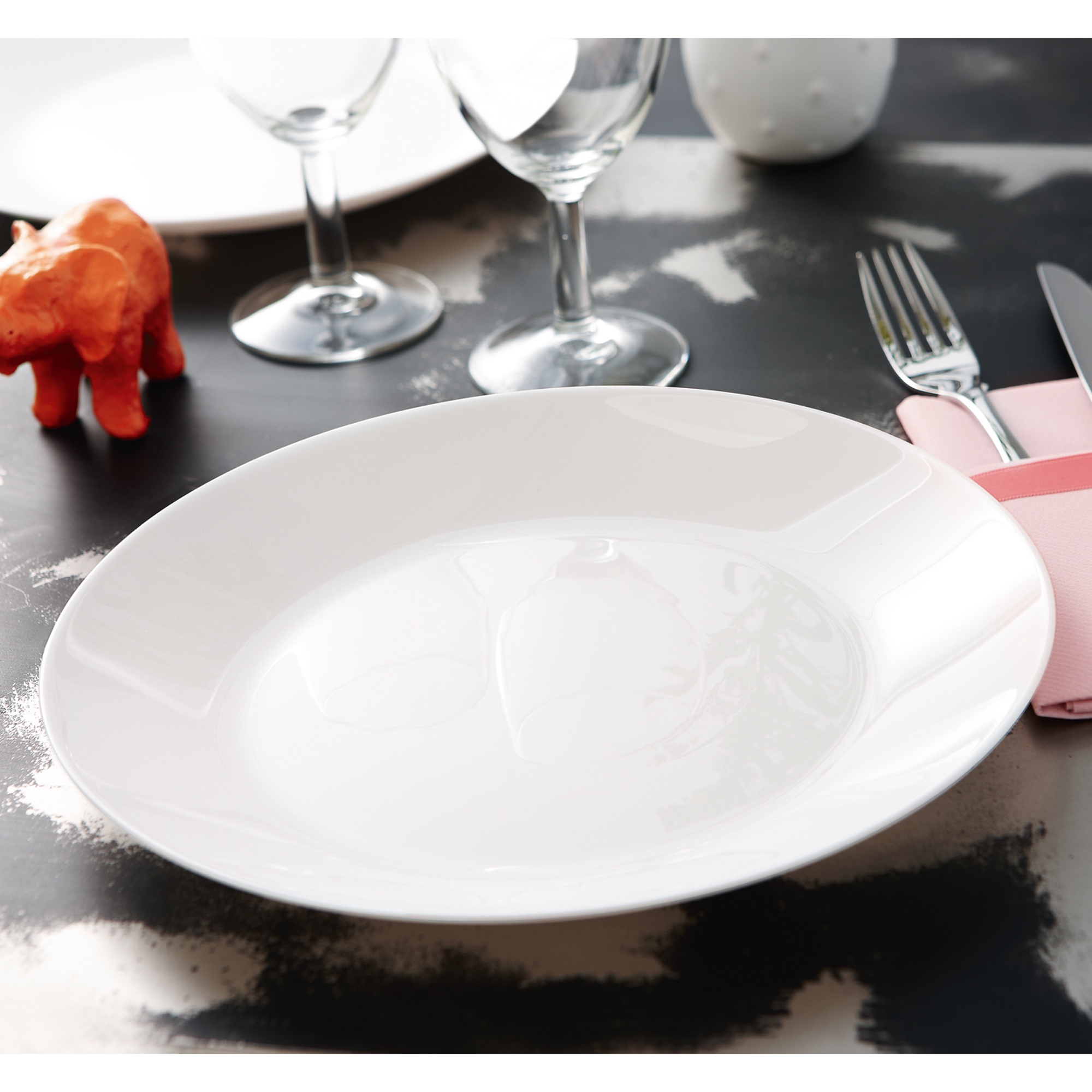 Feston White Opal Glass Dinner Set Dinnerware Tableware Plates Microwave Safe Dishwasher Safe Dining Modern 6 Dessert Bowls