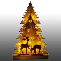 3D Wooden Christmas Tree & Reindeer Scene with 16 LED Lights [779790]