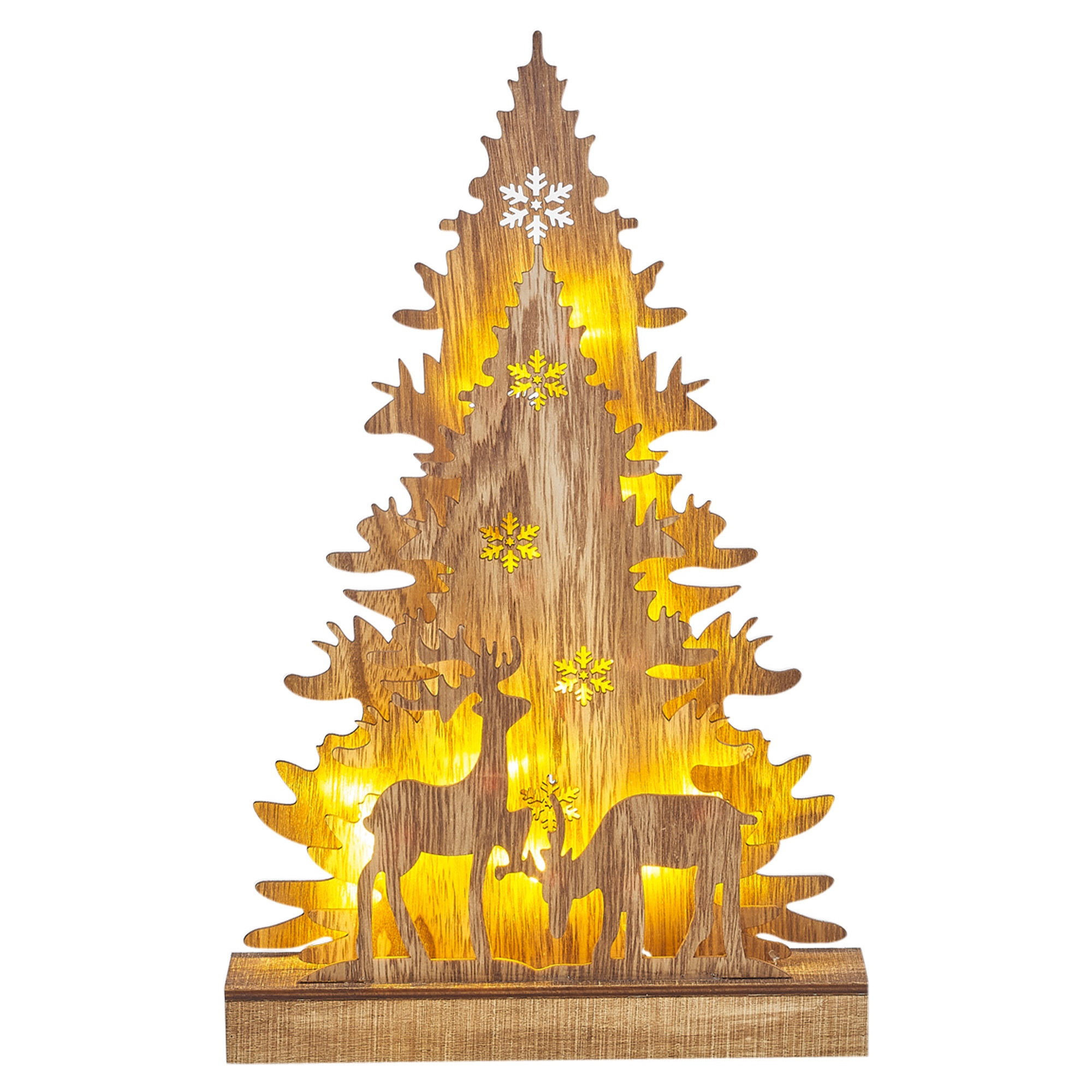 Wooden LED Light Up Christmas Scene 3D Effect Ornament Xmas Gift Home