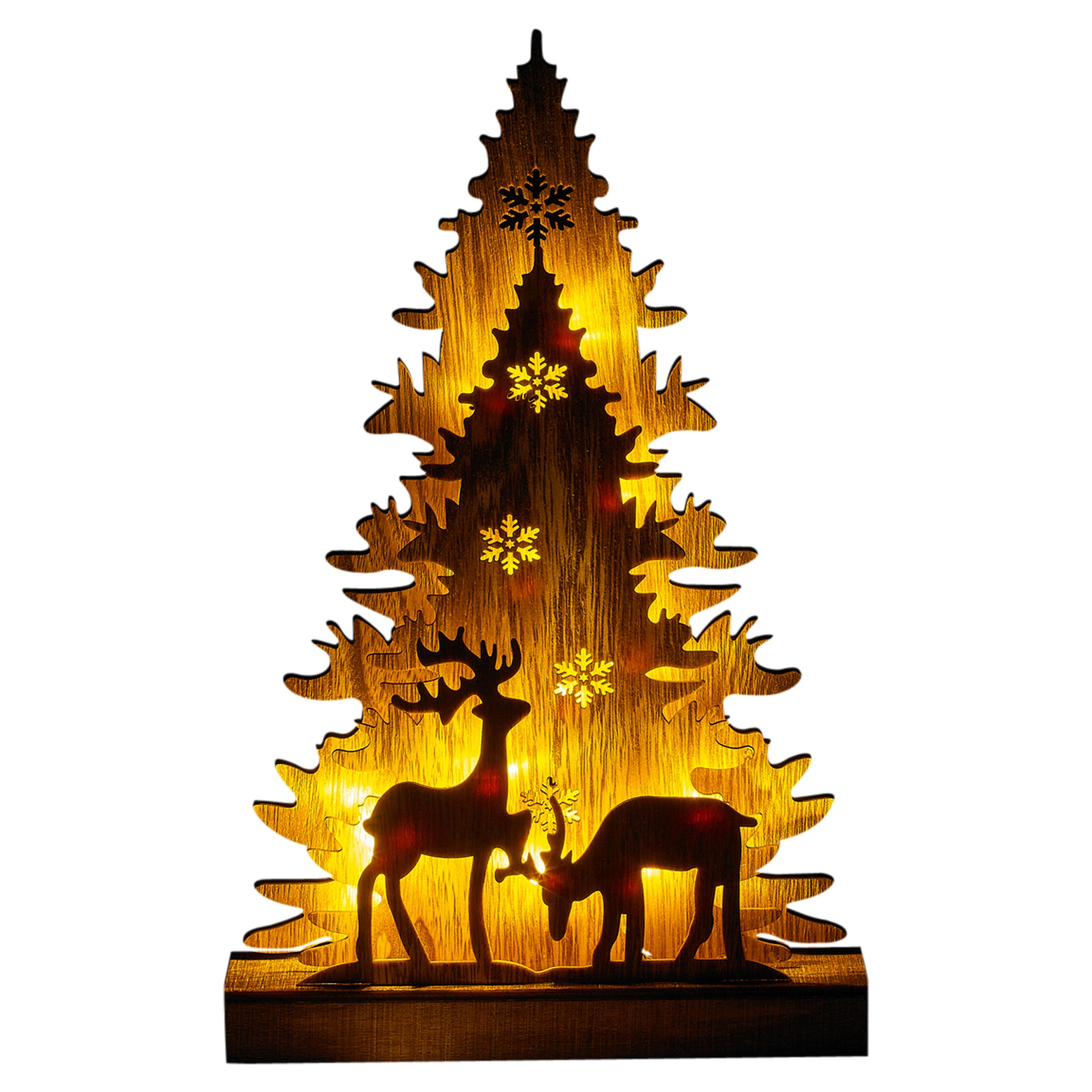 Wooden LED Light Up Christmas Scene 3D Effect Ornament Xmas Gift Home