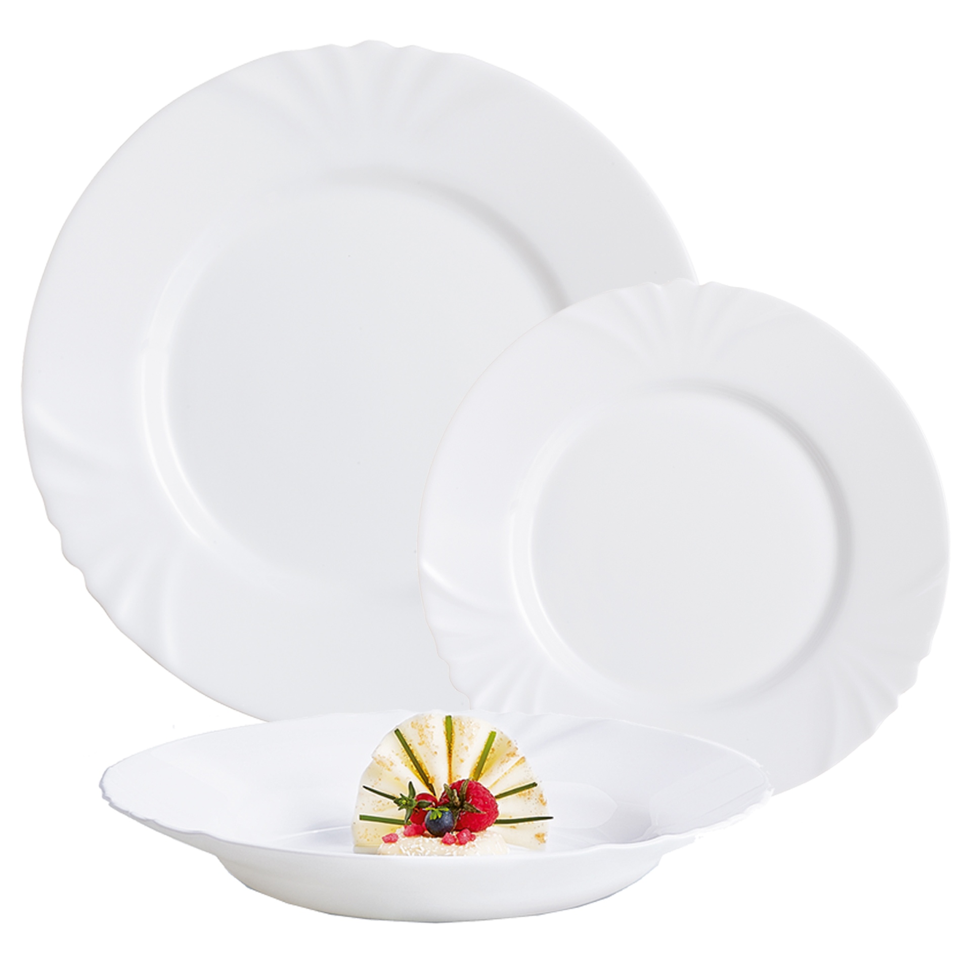 Feston White Opal Glass Dinner Set Dinnerware Tableware Plates Microwave Safe Dishwasher Safe Dining Modern 6 Dessert Bowls