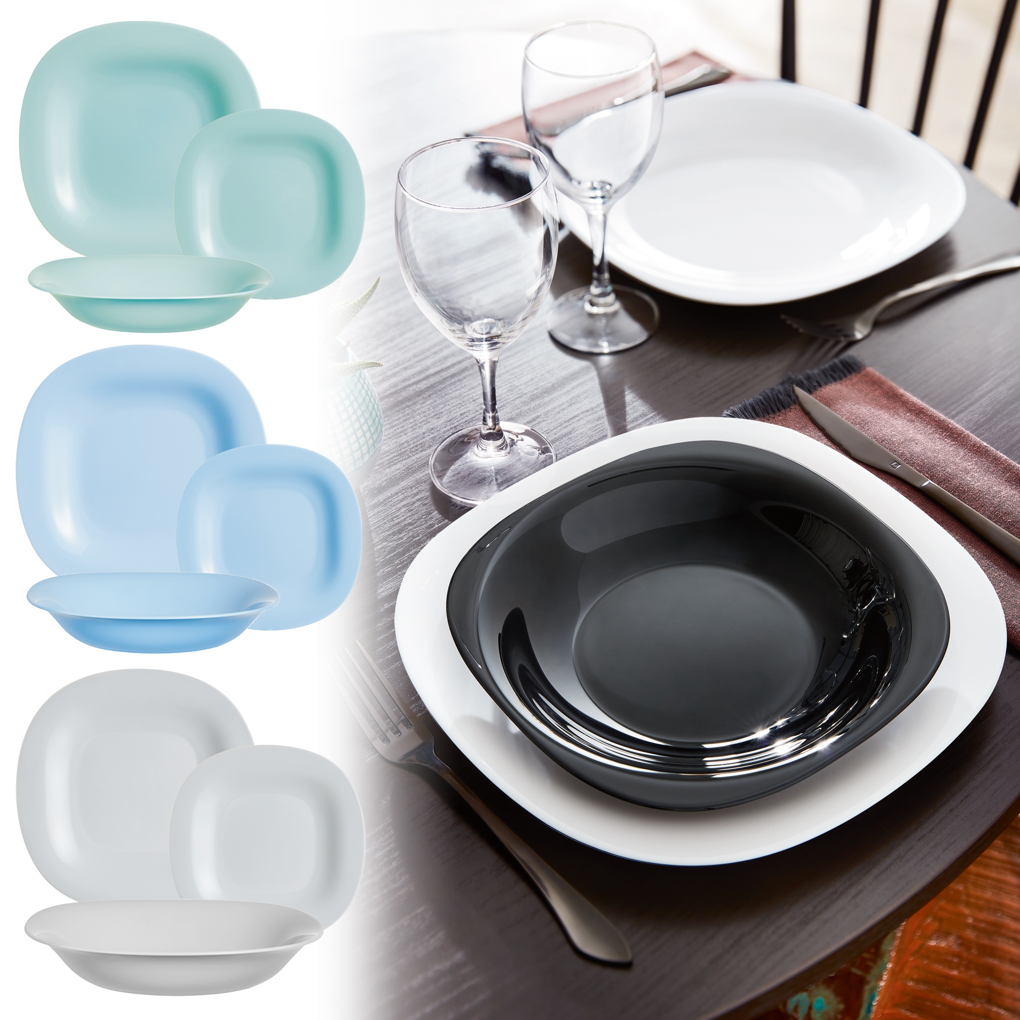 Luminarc Feston White 18pc Opal Glass Dinner Set Dinnerware Tableware  Plates NEW