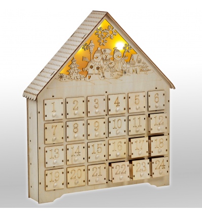 Wooden Advent Calendar With LED Lights 2 Assorted [798852]