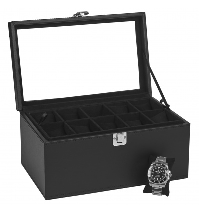 Black Faux Leather 20 Watches Storage Box