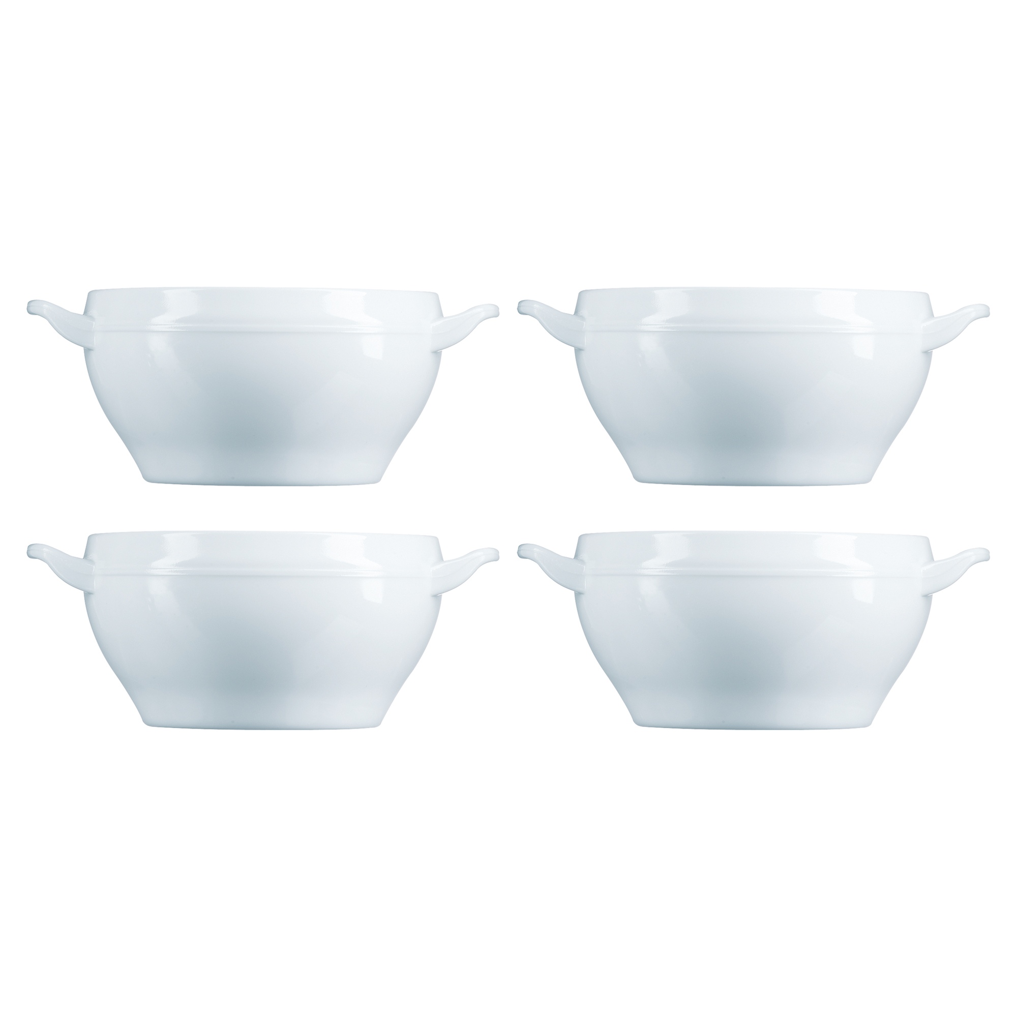 4x Luminarc 540ml Opal Glass White Soup Bowl With Handles Microwave