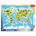 Puzzles - "25 Frame" - World map with animals [31340]
