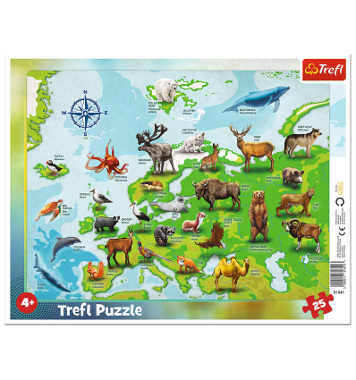 Puzzles - "25 Frame" - Europe map with animals [31341]