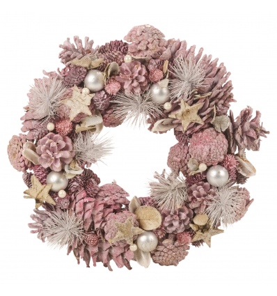 Wreath Pinecones Pink 34cm [138430]