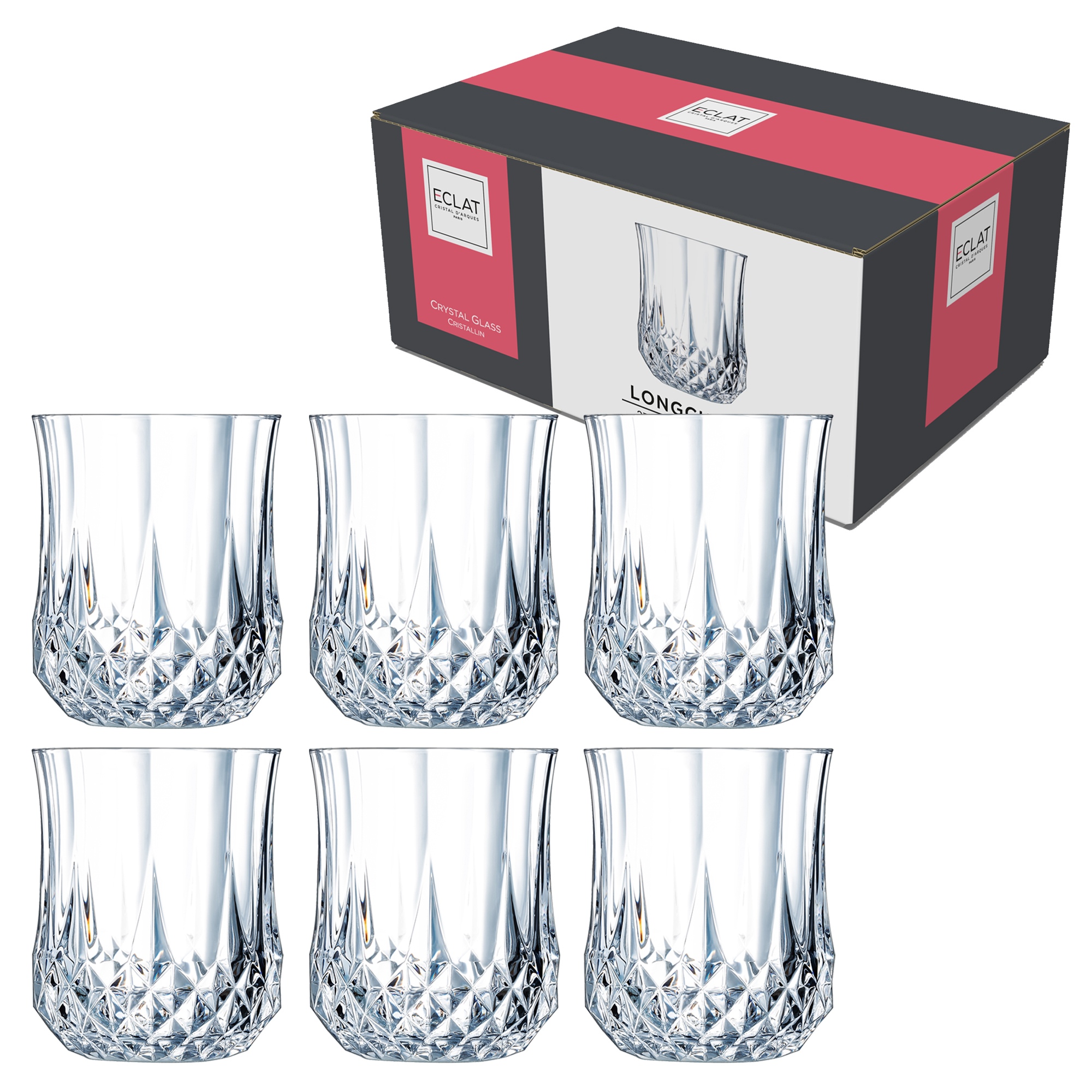 Eclat Cristal d'Arque Longchamp 230ml Crystal Drinking Diamond Glasses