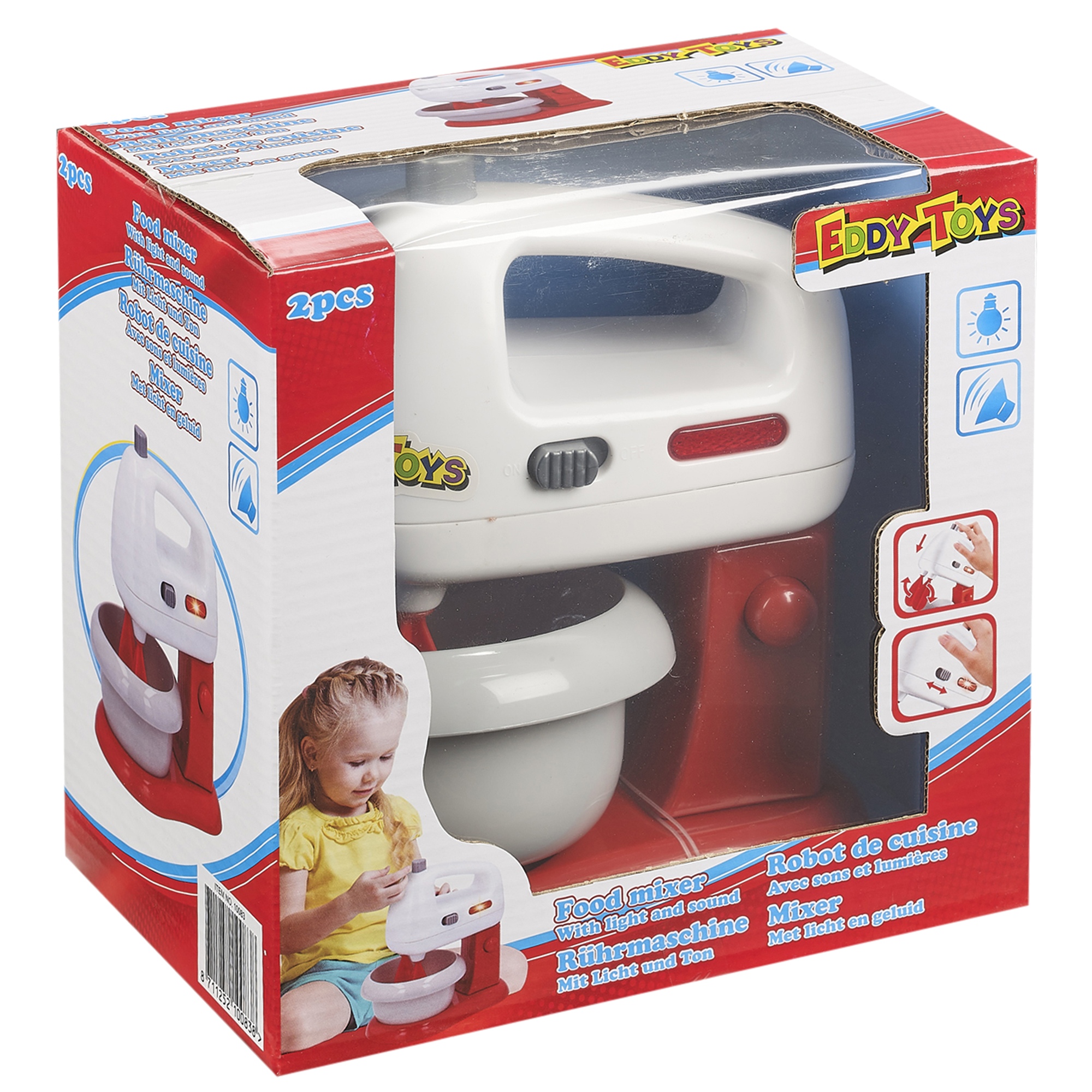 Kids 2Pcs Plastic Red/White Toy Kitchen Food Pretend Play Mixer Machine