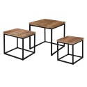 Set of 3 Side Tables With Wooden Top [955675]