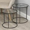 2 Nesting Side Tables with World Map 40cm Black [537295]