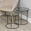 2 Nesting Side Tables with World Map 40cm Black [537295]