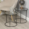 2 Nesting Side Tables with World Map 40cm Black [537295]