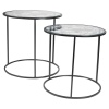 2 Nesting Side Tables with World Map 40cm Black [537295]