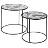 2 Nesting Side Tables with World Map 40cm Black [537295]