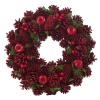 Christmas Wreath With Pinecones, Leaves And Berries