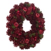 Christmas Wreath With Pinecones, Leaves And Berries