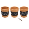 Set Of 3 Terracottta Chalkboard Herb Planters [302632]