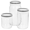 Stackable Glass Storage Jars With Grey & White Lids