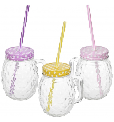 400ml Glass Pinepapple Glass Mug Jar With Straw [288899]