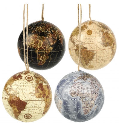 Hanging World Globe Baubles 4 Ass [551574]