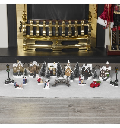 25pc Mini Christmas Village scene Set With Light Up House [335494]