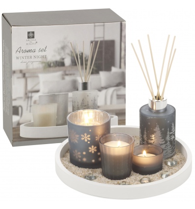 5 Pcs Fragrance Gift Set on Round White Wooden Tray [654343]