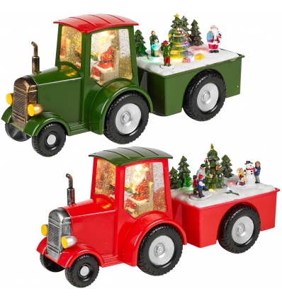 Christmas Scene Light Up Tractor With Trailer [695216]