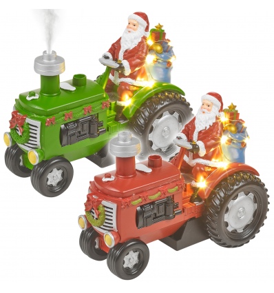 LED Santa In A Tractor With Steam [730436]