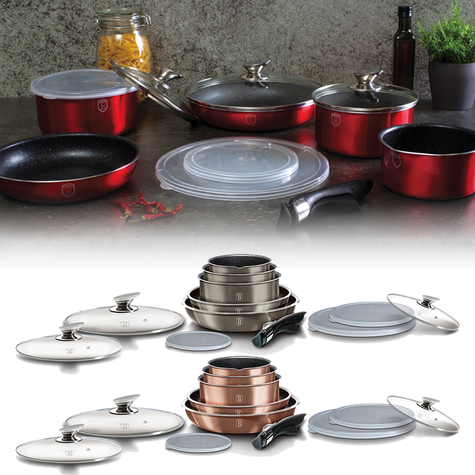 grey induction pan set