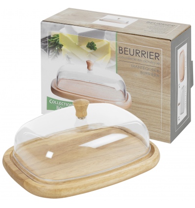 Wooden Butter Dish With Acrylic Dome [001034]