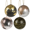 Metallic Hanging World Globe Baubles 4 Ass [552151]