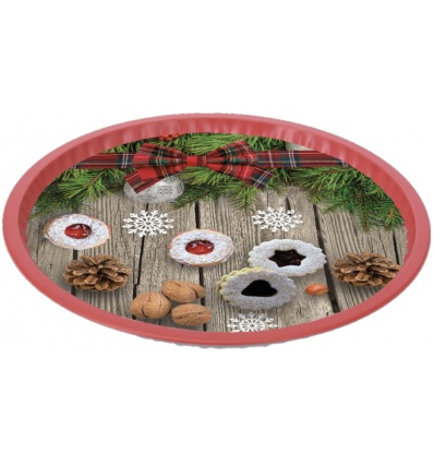 Red Christmas Design Metal Cookie Tray [[793776]