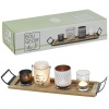Glass Tealights With Wooden Tray [546180]
