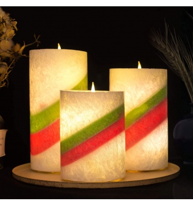 3 Coloured Wax Flameless LED Pillar Candles with 5 Hr Timer [X000WJD9D7]