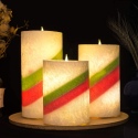 3 Xmas Coloured Wax Flameless LED Pillar Candles with 5 Hr Timer [X000WTP8U9]