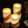3 Coloured Wax Flameless LED Pillar Candles with 5 Hr Timer [X000WJD9D7]