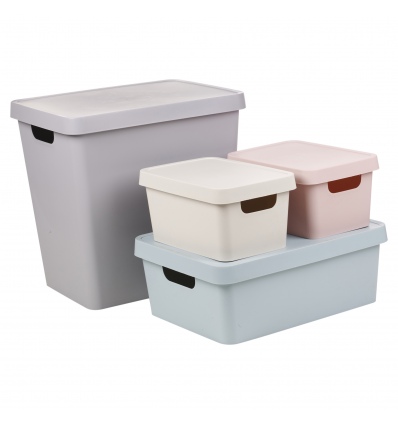 Pastel Coloured Lidded Storage Boxes