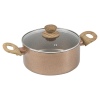 URBN-CHEF Rose Gold Pots & Pans With Wood Look Handles