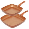 URBN-CHEF Forged Aluminium Copper Ceramic Non Stick Grill Pans