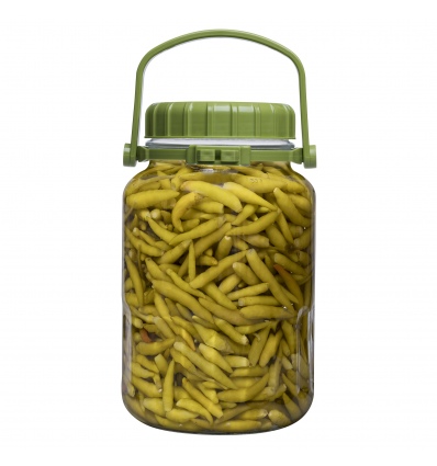 Single Harvest Storage Jar With Green Plastic Lid and Handle