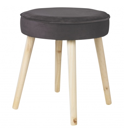 Round Cushioned Stool With 4 Wooden Legs [899481]