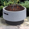 Light Grey Round Fire Bowl With BBQ Rack [388811]