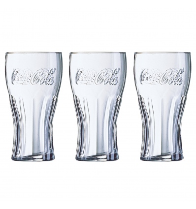 3x Coca Cola Genuine 370ml Drinking Glasses Sleeve [005002]