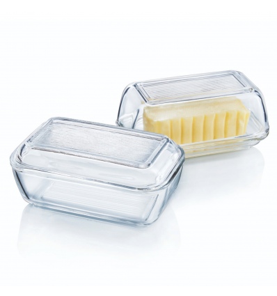 Single Tempered Glass Butter Dish [601181]